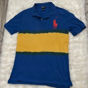Boys Polo shirt by Ralph Lauren, blue, green and yellow tie dye